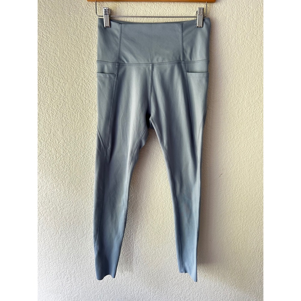 Danskin Blue High Waisted Pocket Leggings Scalloped Hem Small‎ 1806539